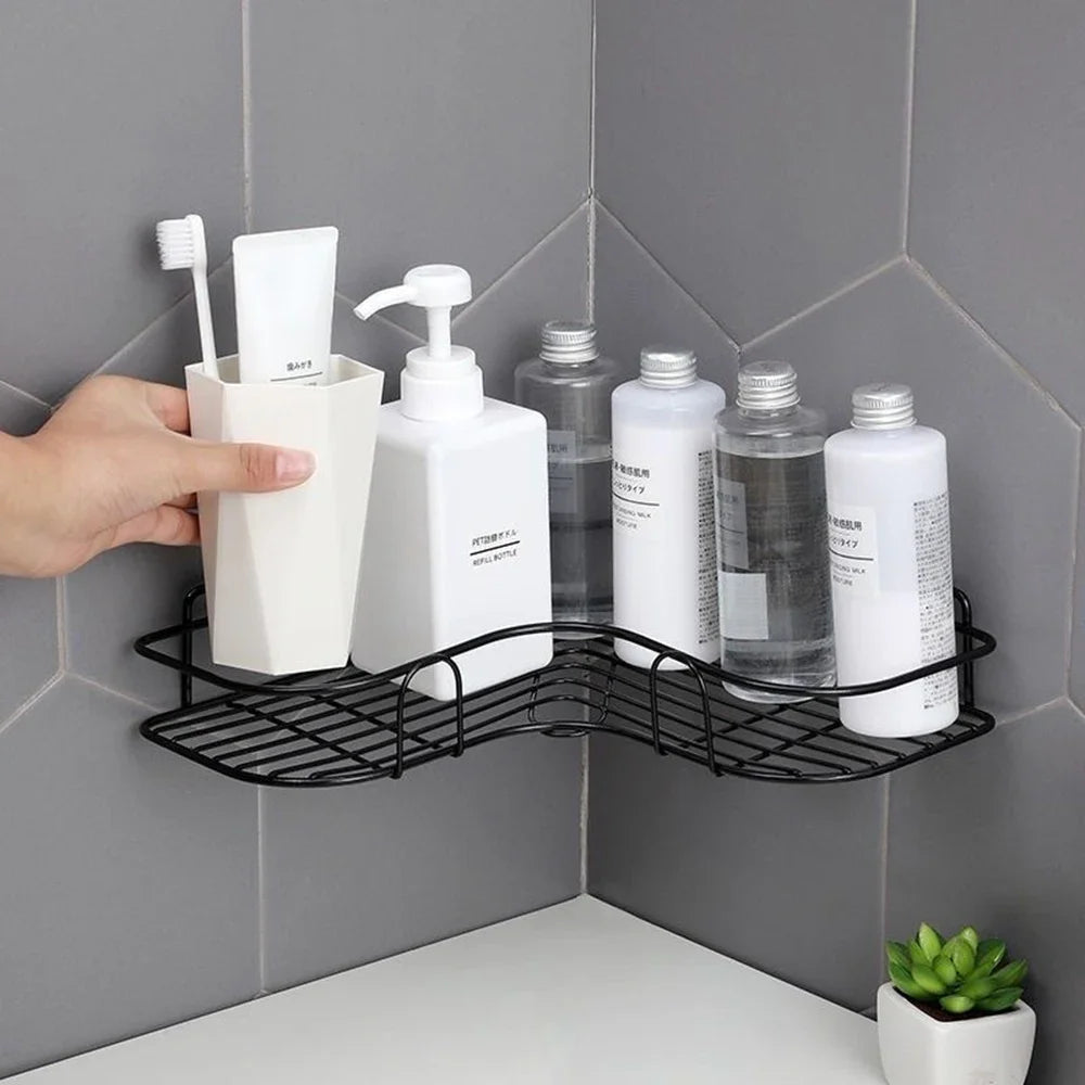 Bathroom Shelf Shower Wall Mount Shampoo Storage Holder with Suction Cup No Drilling Kitchen Storage Bathroom Accessories