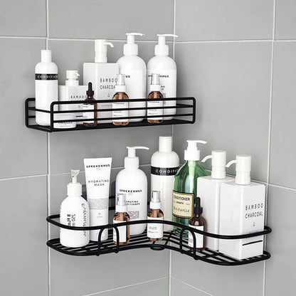 Bathroom Shelf Shower Wall Mount Shampoo Storage Holder with Suction Cup No Drilling Kitchen Storage Bathroom Accessories