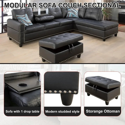 3-piece L-shaped Sectional Sofa Furniture for the Living Room Sectional Furniture Set Complete Home Rooms Livingroom Sets Luxury