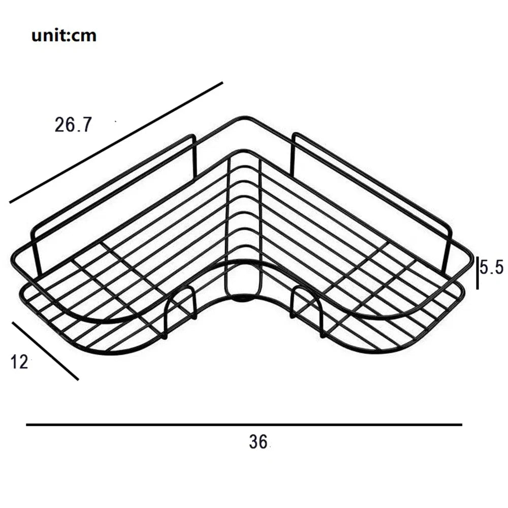 Bathroom Shelf Shower Wall Mount Shampoo Storage Holder with Suction Cup No Drilling Kitchen Storage Bathroom Accessories